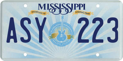 MS license plate ASY223