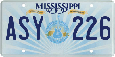 MS license plate ASY226