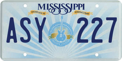 MS license plate ASY227