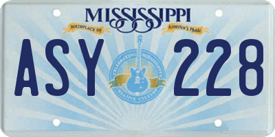 MS license plate ASY228