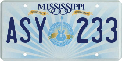 MS license plate ASY233