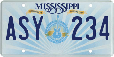 MS license plate ASY234