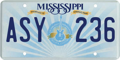 MS license plate ASY236
