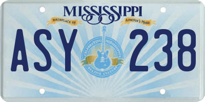MS license plate ASY238