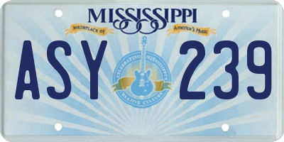 MS license plate ASY239