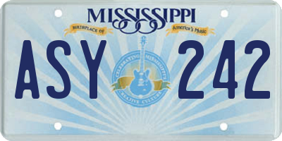 MS license plate ASY242