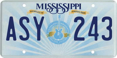 MS license plate ASY243