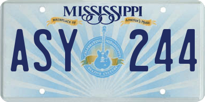 MS license plate ASY244