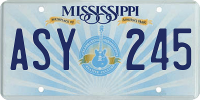 MS license plate ASY245