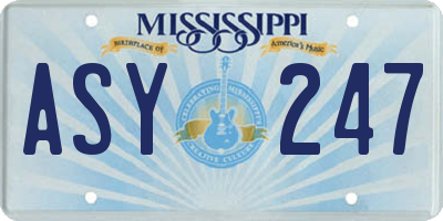 MS license plate ASY247