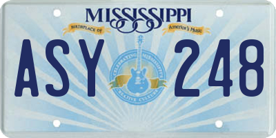 MS license plate ASY248