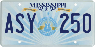 MS license plate ASY250