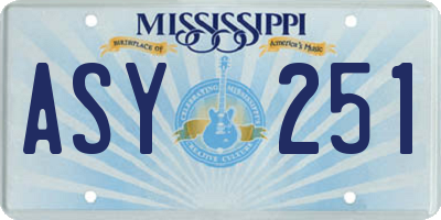 MS license plate ASY251