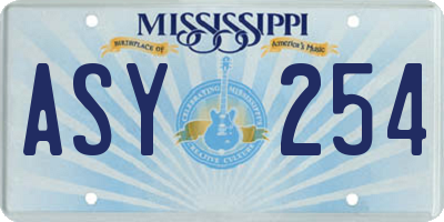 MS license plate ASY254