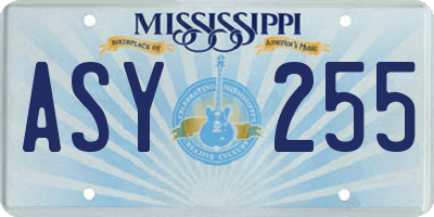 MS license plate ASY255