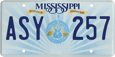 MS license plate ASY257