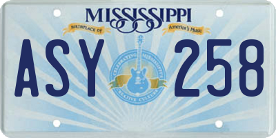 MS license plate ASY258