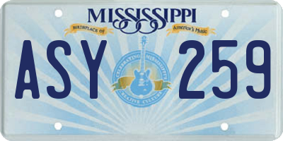 MS license plate ASY259