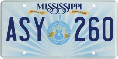 MS license plate ASY260