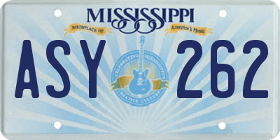 MS license plate ASY262