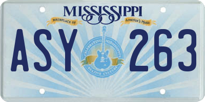 MS license plate ASY263
