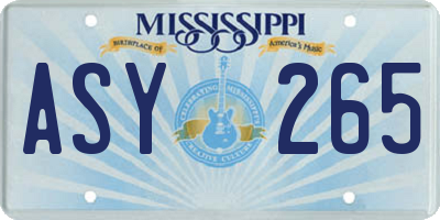 MS license plate ASY265