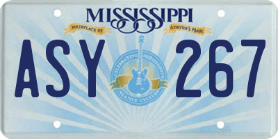 MS license plate ASY267