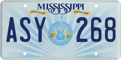 MS license plate ASY268