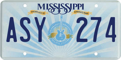 MS license plate ASY274