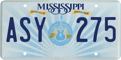 MS license plate ASY275