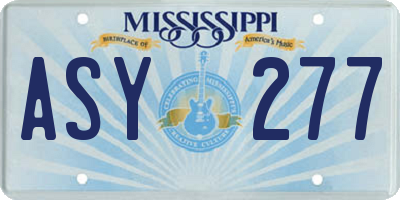 MS license plate ASY277