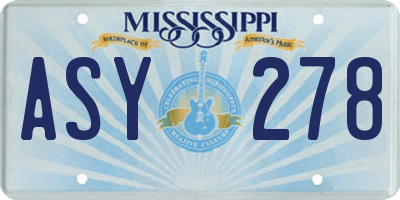 MS license plate ASY278