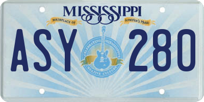 MS license plate ASY280