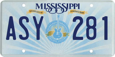MS license plate ASY281