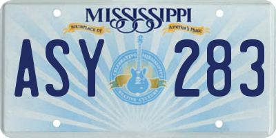 MS license plate ASY283