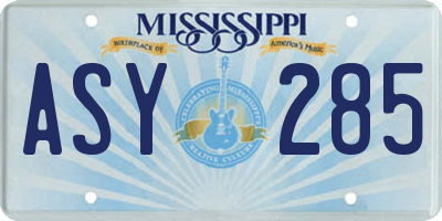 MS license plate ASY285