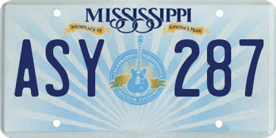 MS license plate ASY287