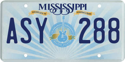 MS license plate ASY288