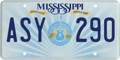 MS license plate ASY290
