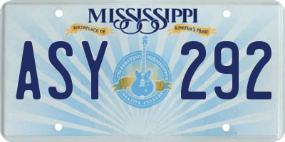 MS license plate ASY292