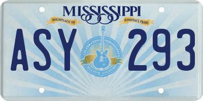 MS license plate ASY293