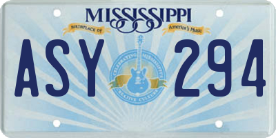 MS license plate ASY294