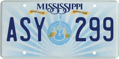 MS license plate ASY299