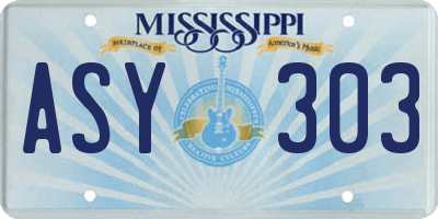 MS license plate ASY303