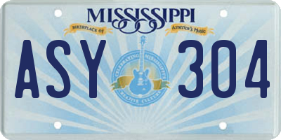 MS license plate ASY304