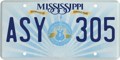 MS license plate ASY305