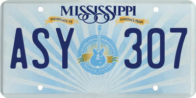 MS license plate ASY307