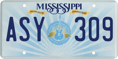 MS license plate ASY309