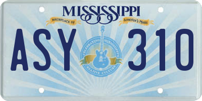 MS license plate ASY310