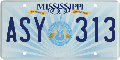 MS license plate ASY313